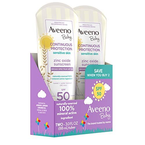 Aveeno Baby Continuous Protection Zinc Oxide Mineral Sunscreen Lotion for Sensitive Skin, 2 x 3 fl. oz - Image 3
