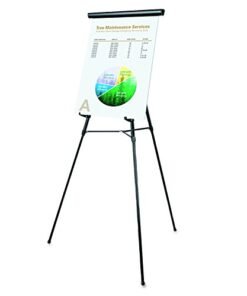Universal 43150 3-Leg Telescoping Easel with Pad Retainer, Adjusts 34" to 64", Aluminum, Black