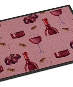 Caroline's Treasures Red Wine on Linen Door Mat